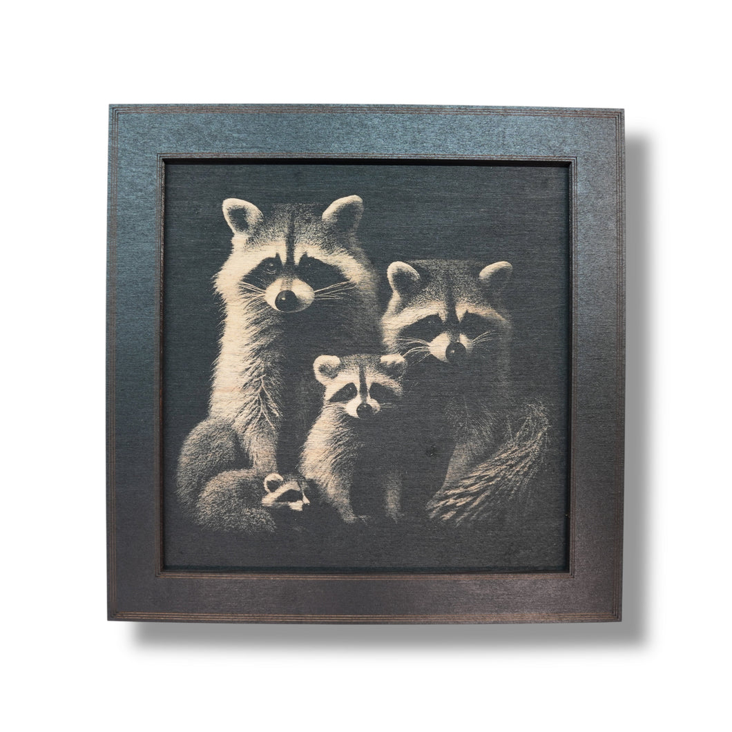 Framed Art - CUSTOM - Raccoon Family