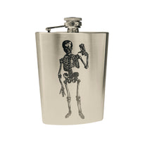 Load image into Gallery viewer, 8oz Skeleton time is running out Stainless Steel Flask