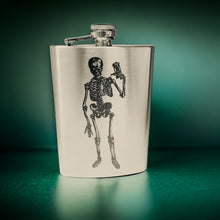 Load image into Gallery viewer, 8oz Skeleton time is running out Stainless Steel Flask