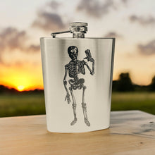 Load image into Gallery viewer, 8oz Skeleton time is running out Stainless Steel Flask