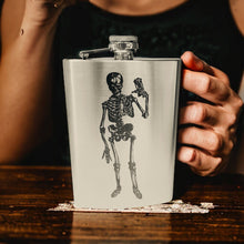 Load image into Gallery viewer, 8oz Skeleton time is running out Stainless Steel Flask