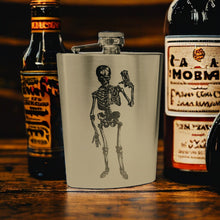 Load image into Gallery viewer, 8oz Skeleton time is running out Stainless Steel Flask