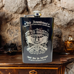 8oz BLACK 2nd Amendment Flask