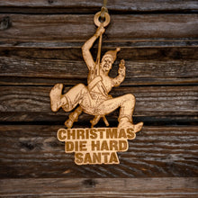 Load image into Gallery viewer, Ornament - Christmas Die Hard Santa - Raw Wood 4x3in