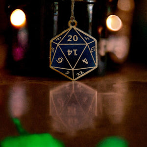 Ornament - D20 - Black Painted Raw Wood 3x3in