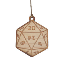 Load image into Gallery viewer, Ornament - D20 - Raw Wood 3x3in