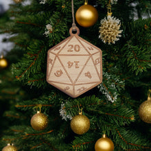 Load image into Gallery viewer, Ornament - D20 - Raw Wood 3x3in