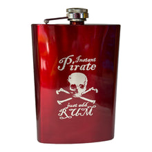 Load image into Gallery viewer, 8oz RED Instant Pirate Just Add Rum Flask