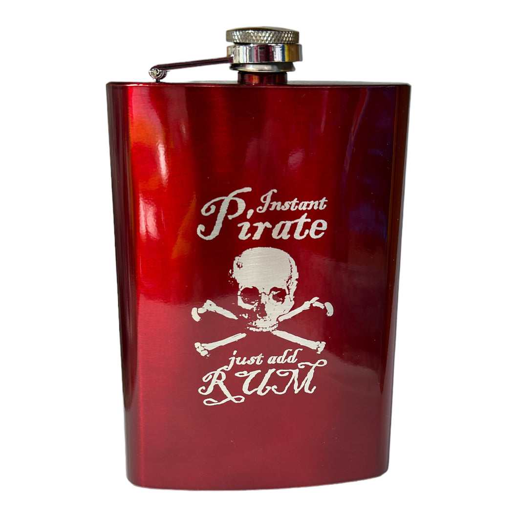 8oz RED Instant Pirate Just Add Rum Flask