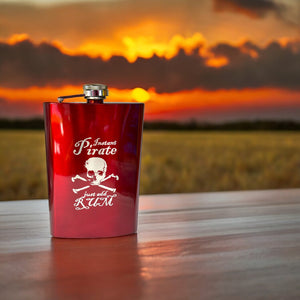 8oz RED Instant Pirate Just Add Rum Flask