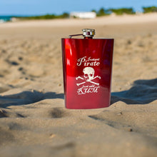 Load image into Gallery viewer, 8oz RED Instant Pirate Just Add Rum Flask