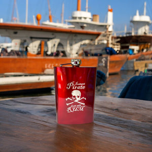 8oz RED Instant Pirate Just Add Rum Flask