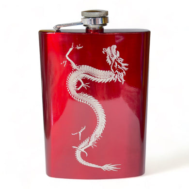 8oz RED Chinese Dragon Flask