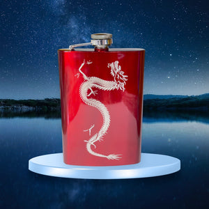 8oz RED Chinese Dragon Flask