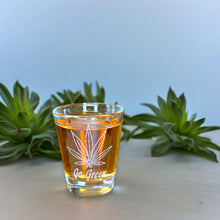 Load image into Gallery viewer, 2oz Pot Leaf Go Green Shot Glass