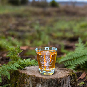 2oz Pot Leaf Go Green Shot Glass