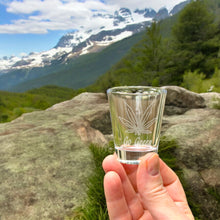 Load image into Gallery viewer, 2oz Pot Leaf Go Green Shot Glass