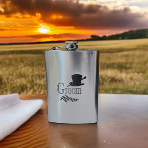 8oz Groom Wedding Stainless Steel Flask