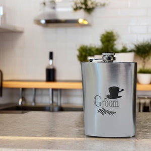 8oz Groom Wedding Stainless Steel Flask