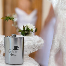 Load image into Gallery viewer, 8oz Groom Wedding Stainless Steel Flask