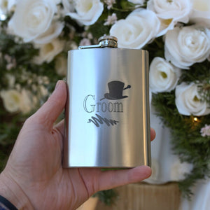 8oz Groom Wedding Stainless Steel Flask