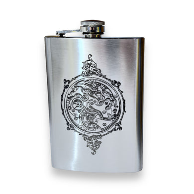 8oz Steampunk Clockworks Stainless Steel Flask