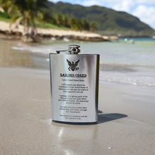 Load image into Gallery viewer, 8oz Sailors Creed Flask Stainless Steel