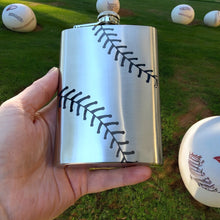 Load image into Gallery viewer, 8oz Baseball Stainless Steel Flask