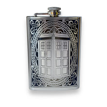 Load image into Gallery viewer, 8oz Police Call Box Celtic Stainless Steel Flask