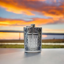 Load image into Gallery viewer, 8oz Police Call Box Celtic Stainless Steel Flask