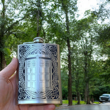 Load image into Gallery viewer, 8oz Police Call Box Celtic Stainless Steel Flask