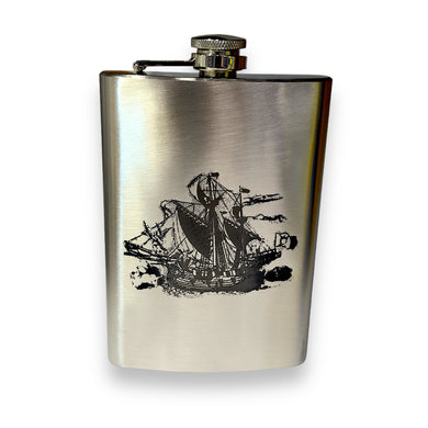 8oz Vintage Pirate Ship Stainless Steel Flask