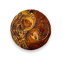 Load image into Gallery viewer, Yin Yang Koi Fish - Raw Cedar Ornament 3x3in