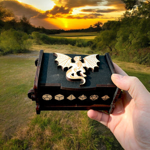 Dice Box - Black - The White Dragon - 6x4x3