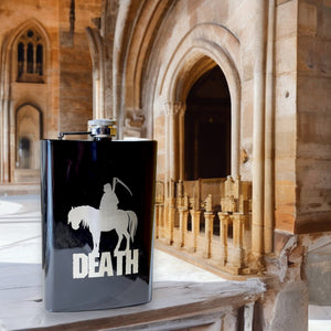 8oz BLACK Death Four Horsemen of the Apocalypse Flask