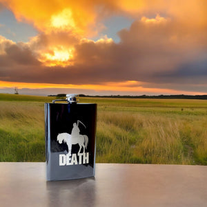 8oz BLACK Death Four Horsemen of the Apocalypse Flask