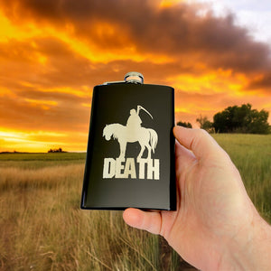 8oz BLACK Death Four Horsemen of the Apocalypse Flask