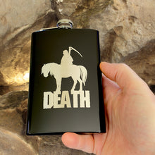 Load image into Gallery viewer, 8oz BLACK Death Four Horsemen of the Apocalypse Flask