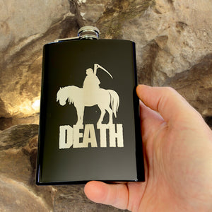 8oz BLACK Death Four Horsemen of the Apocalypse Flask