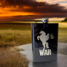 Load image into Gallery viewer, 8oz BLACK War Four Horsemen of the Apocalypse Flask