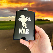 Load image into Gallery viewer, 8oz BLACK War Four Horsemen of the Apocalypse Flask