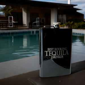 8oz BLACK Best Looking Tequila Drinker Flask