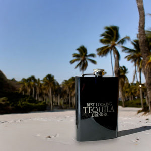 8oz BLACK Best Looking Tequila Drinker Flask