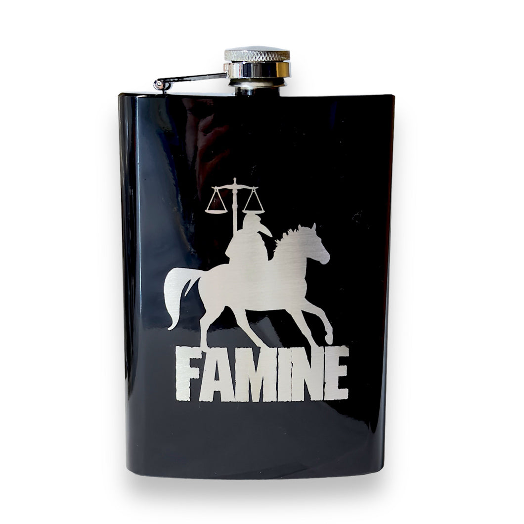 8oz BLACK Famine Four Horsemen of the Apocalypse Flask