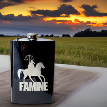 Load image into Gallery viewer, 8oz BLACK Famine Four Horsemen of the Apocalypse Flask