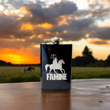 Load image into Gallery viewer, 8oz BLACK Famine Four Horsemen of the Apocalypse Flask