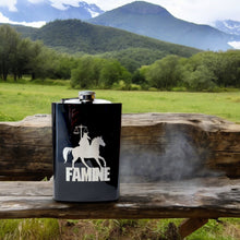 Load image into Gallery viewer, 8oz BLACK Famine Four Horsemen of the Apocalypse Flask