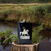 Load image into Gallery viewer, 8oz BLACK Famine Four Horsemen of the Apocalypse Flask