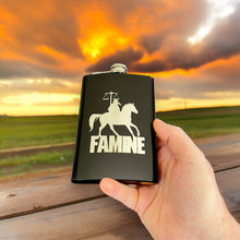 Load image into Gallery viewer, 8oz BLACK Famine Four Horsemen of the Apocalypse Flask