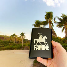 Load image into Gallery viewer, 8oz BLACK Famine Four Horsemen of the Apocalypse Flask